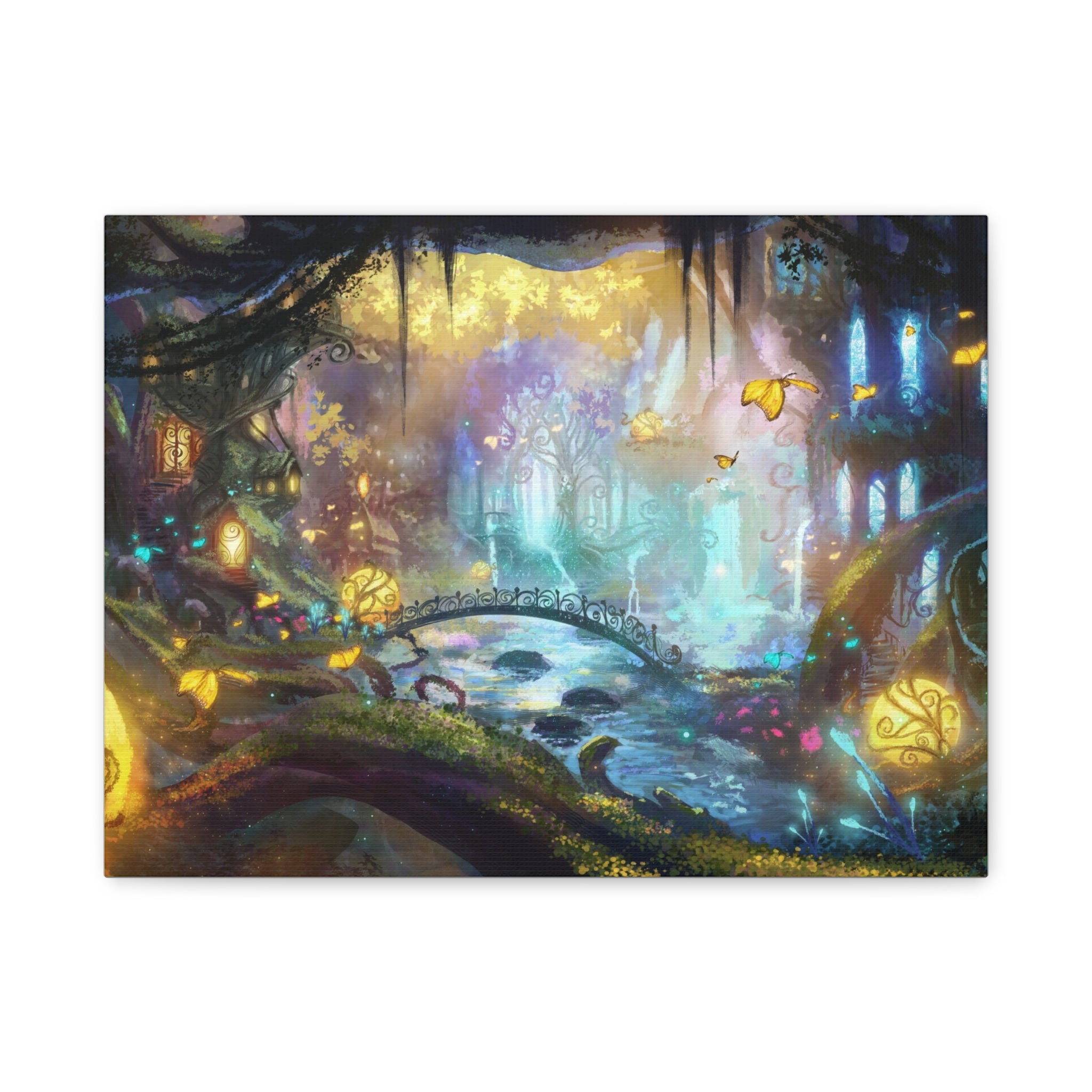 Enchanted Forest Nightscape Canvas – Matte Stretched Wall Art
